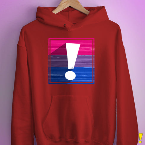 Bisexual Pride Flag Exclamation Point Hoodie - Red